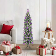 Albero di Natale Artificiale Sottile Verde e Bianco 120 cm 3395275