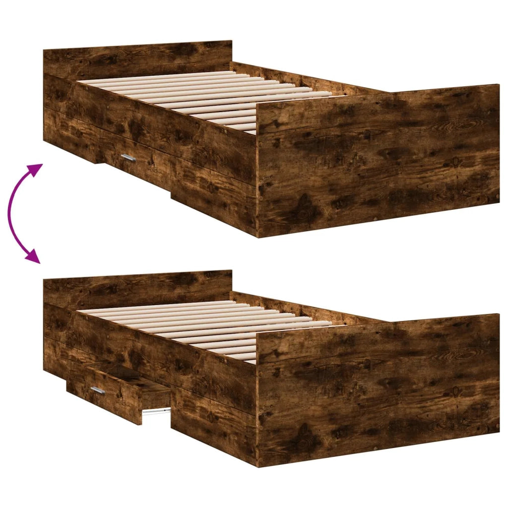 Telaio del letto con storage Rovere Fumo 80 x 200 cm 3429503