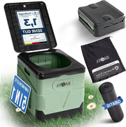 Camping toilet portatile senza chimici pieghevole stabilità unica + 12 sacchetti di assorbimento per toilette da campeggio toilette da campeggio blackout per festival piccoli giardini per pesci verde