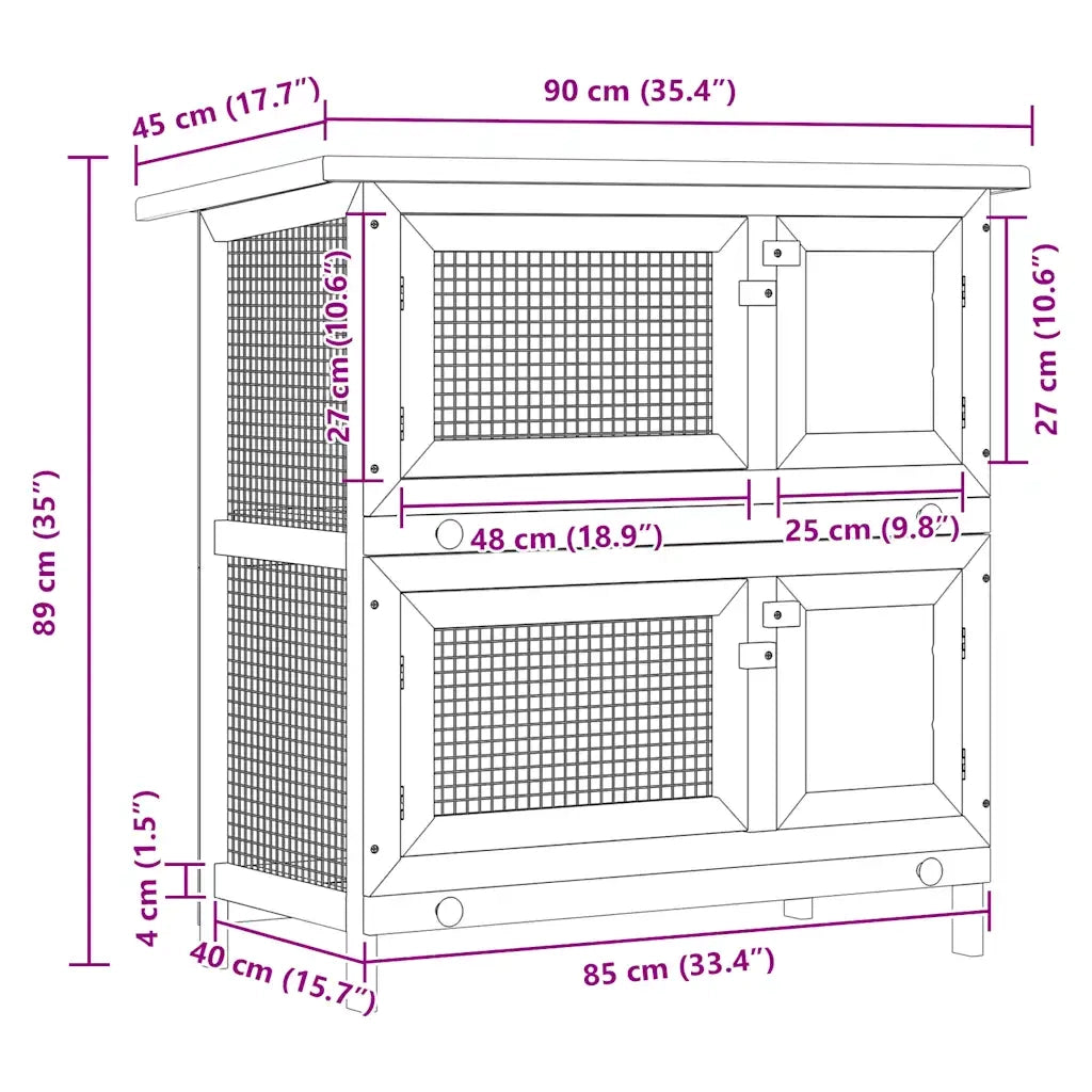 Conigliera per Esterni con 4 Porte Marrone in Legno CFW3789938