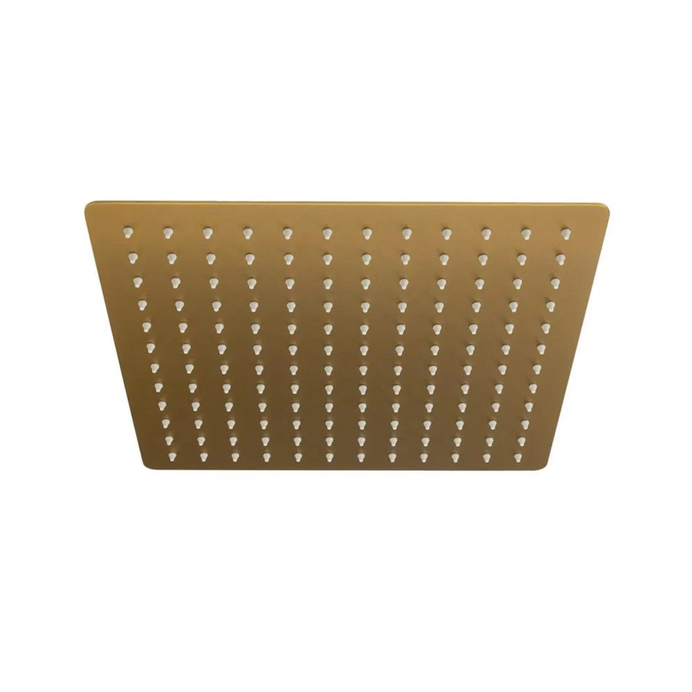Trade Shop - Soffione Doccia Ultra Slim Quadrato 25x25cm Oro Satinato Attacco Universale ½ Bagno 87882 -