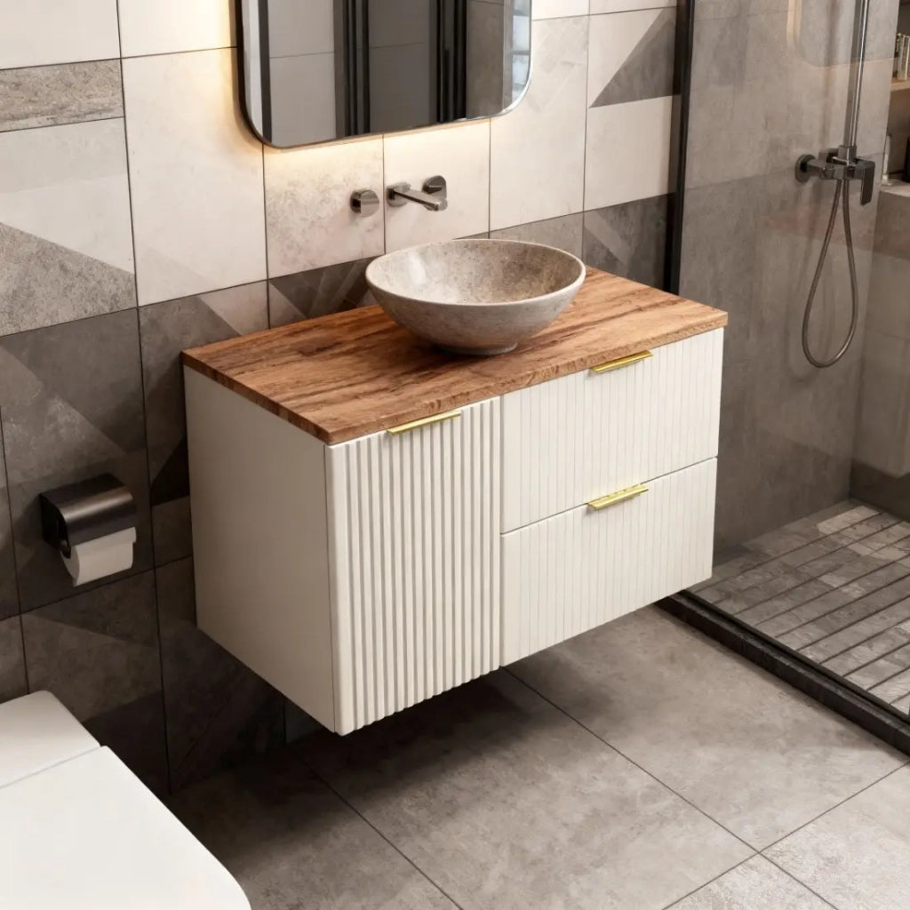 Set da bagno NOXERA 120 cm – Marrone Congo – piano per lavabo