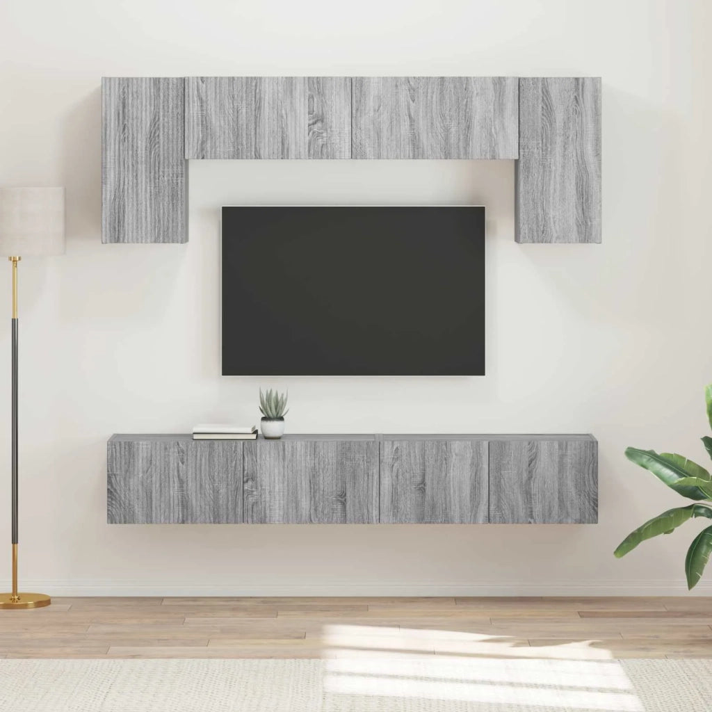 Set mobile TV 4 pz | Armadietto TV | Mobile Porta TV Grigio Sonoma Legno multistrato