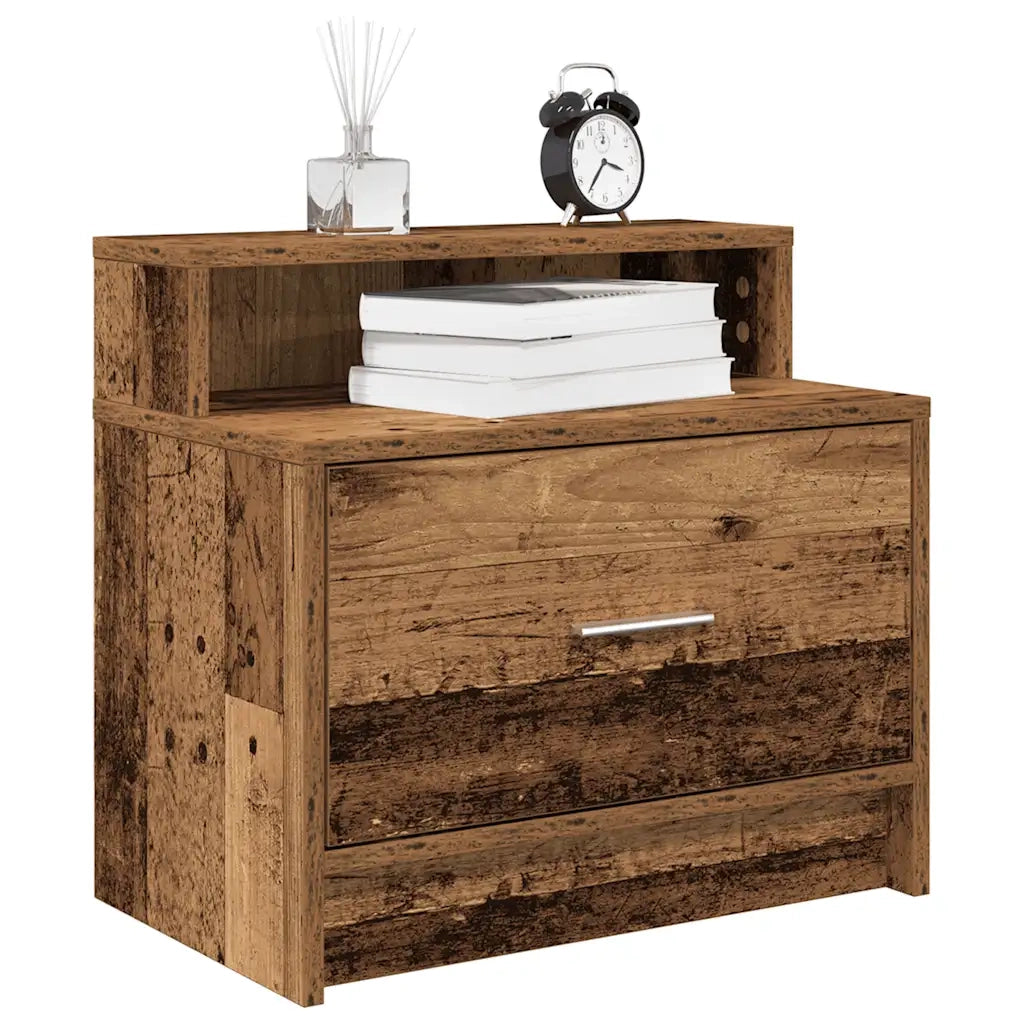 Comodini con Cassetto 2 pz-Set di 2 Tavolino da notte in Legno Antico 51x31x47 cm