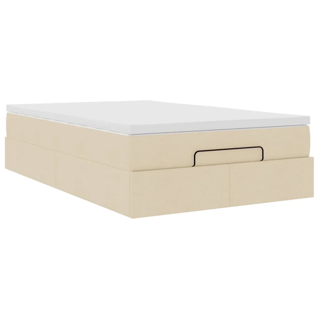 Struttura Letto Pouf con Materasso Crema 120x200 cm in Tessuto 3311104