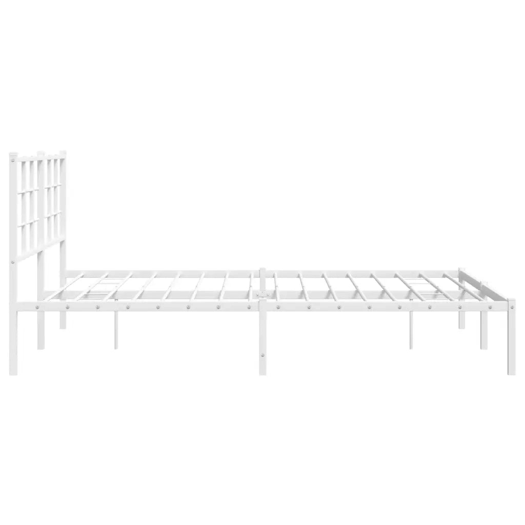 Letto matrimoniale | Letto per adulti | Giroletto con Testiera Metallo Bianco 160x200 cm