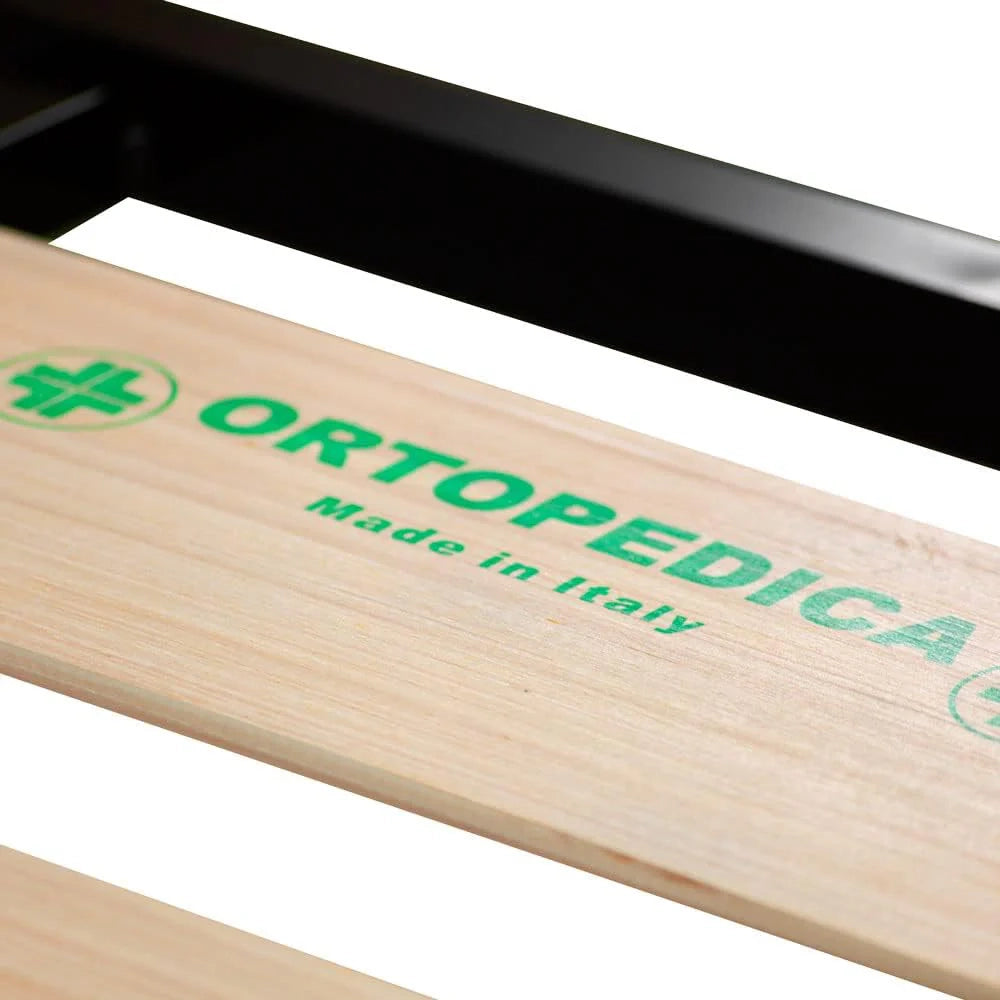 Rete ortopedica 160X190 7 doghe in betulla con 4 piedi |100% MADE IN ITALY| struttura in acciaio con angoli anti infortunistici e anti cigolio, altezza 34 cm