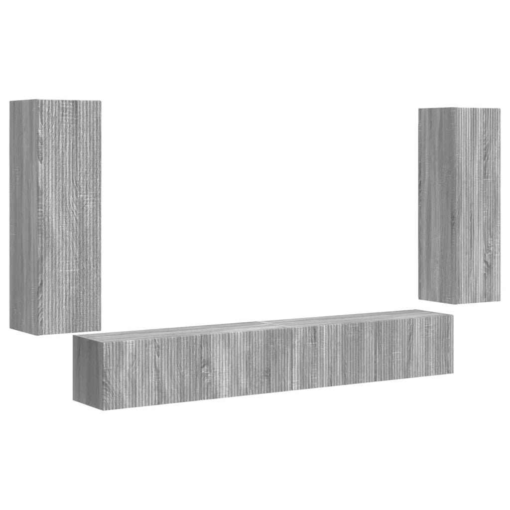 Set di Mobiletto da TV a Parete 4 pz-Credenza per TV sospesa Grigio Sonoma 512058