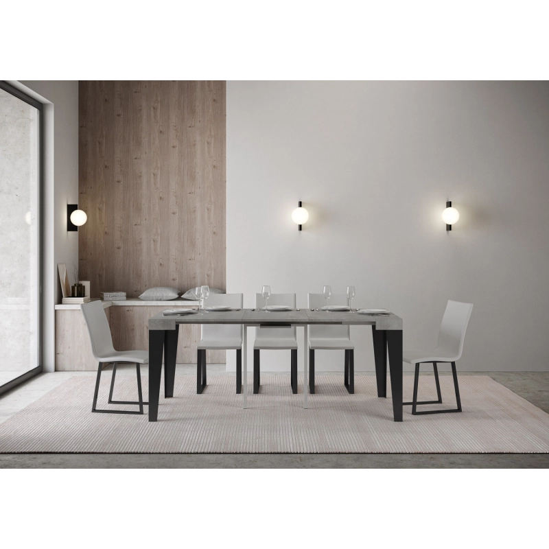Consolle allungabile 90x40/196 cm Flame Small telaio Antracite - Cemento
