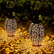 2 Pacchi Lampioni Solari Retro – Impermeabili – Metallo – Con Manubrio – LED – Per Tavolo, Piastra, Percorso Pedonale e Decorazione Esterna