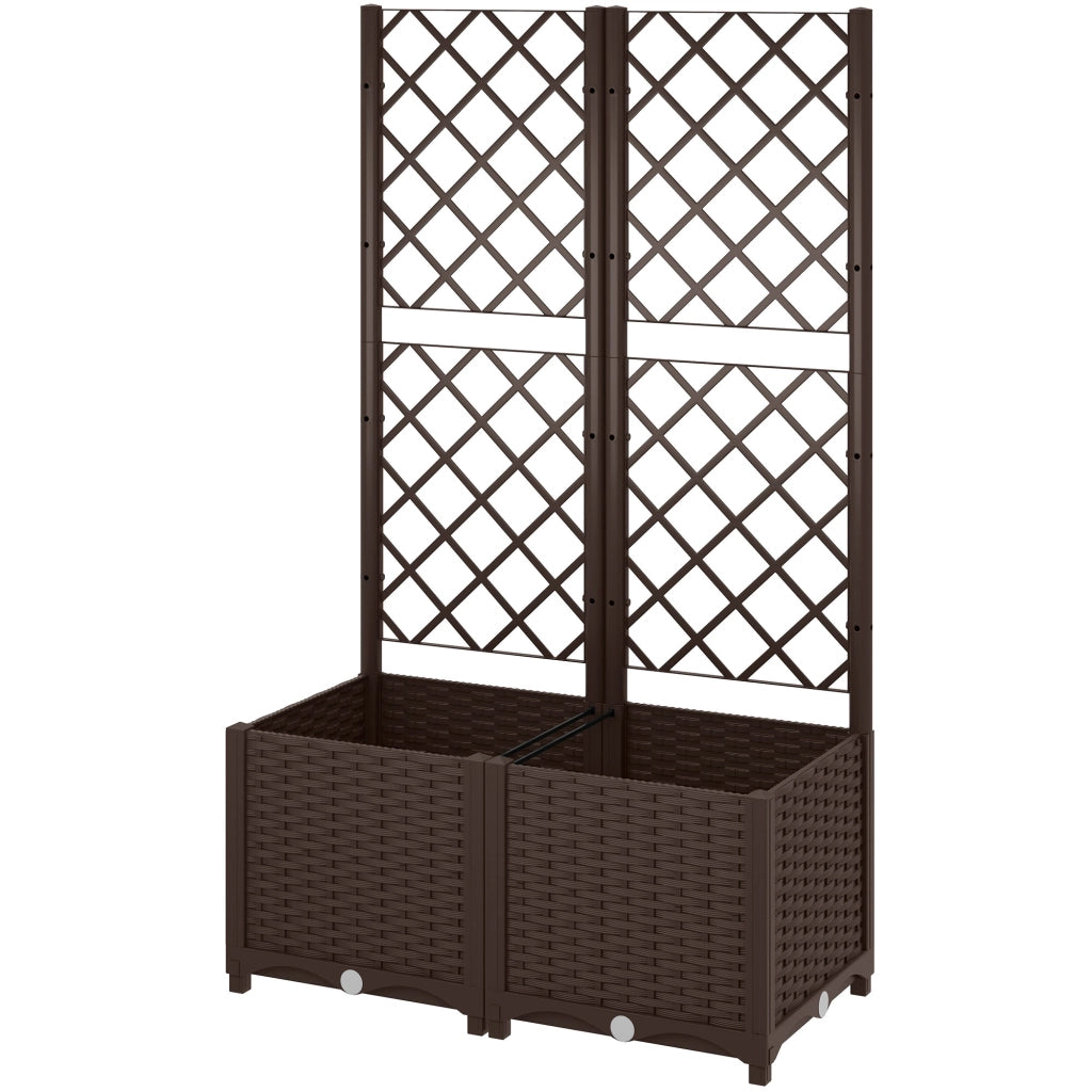 Fioriera con traliccio in legno da giardino - Xylo - 80x40x135 cm marrone