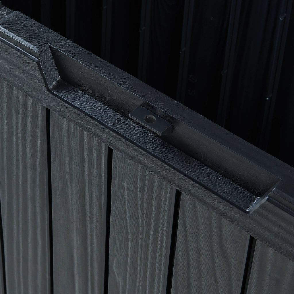 Baule da Giardino Vades Contenitore Multiuso 117 x 47 x 59 cm - Nero, Effetto Legno casa.pro