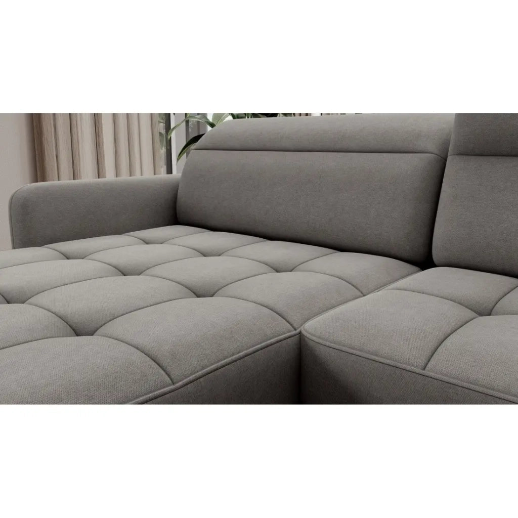 Divano angolare trasformabile BERTHO 306 cm grigio – Angolo sinistro con vano contenitore