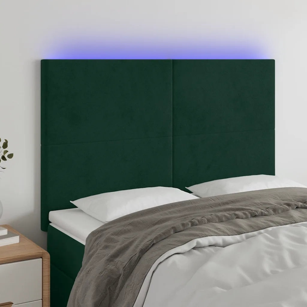 Testiera | Testata a LED Verde Scuro 144x5x118/128cm in Velluto