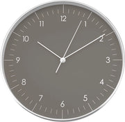 Orologio da parete a quarzo con meccanismo orario semplice, design scandinavo e moderno, decorazione per appartamento, casa, ufficio, in grigio scuro, argento