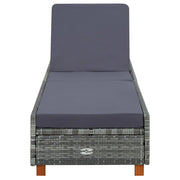 Lettino Prendisole con Cuscino in Polyrattan Grigio 310475