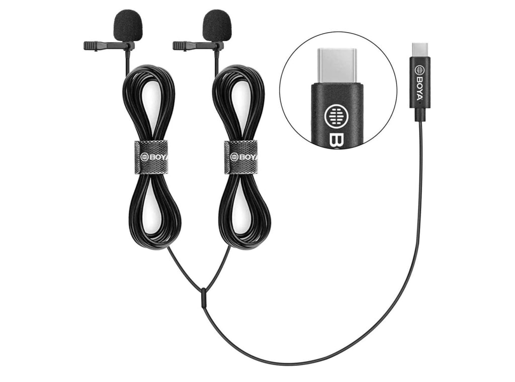 Microfoni Lavalier BOYA BY-M3D Digitali a Doppia Testa USB tipo C compatibili con iPad Pro, Mac PC