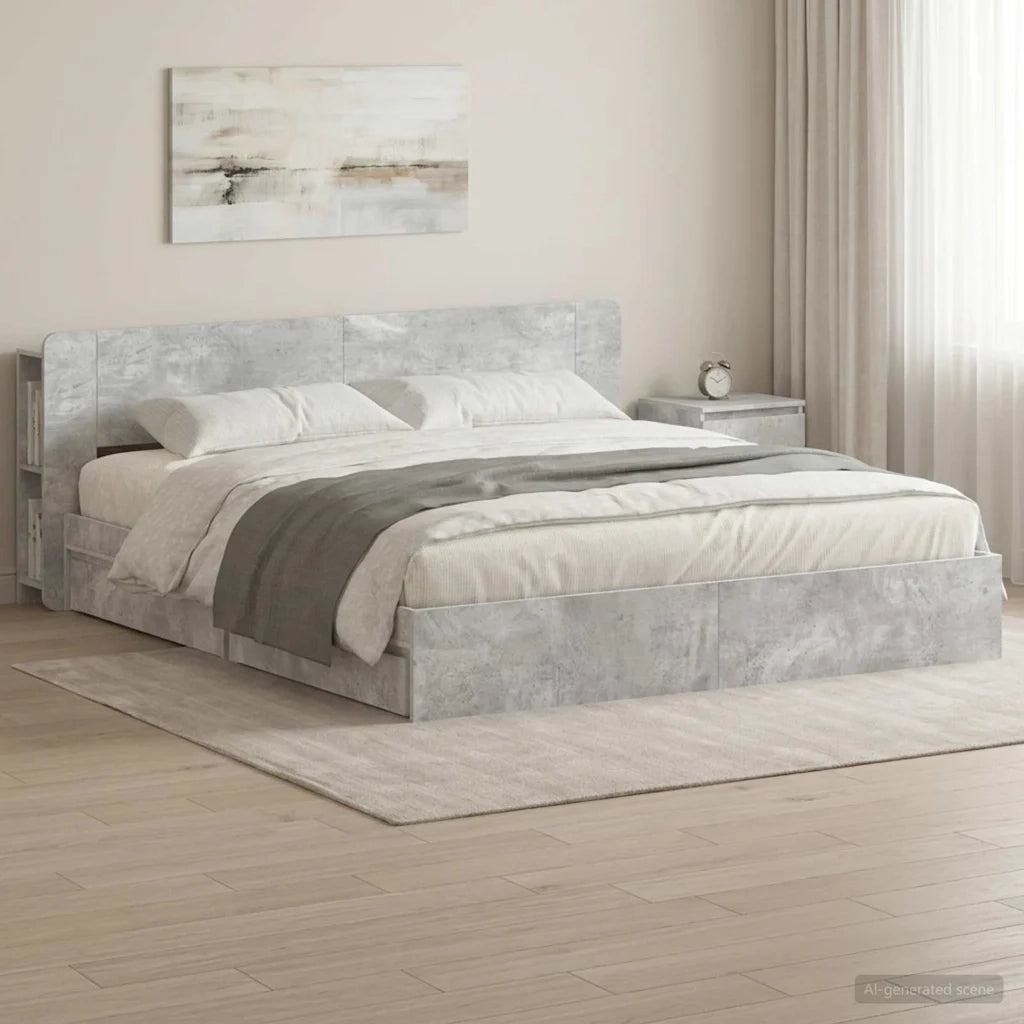 Telaio del letto con storage Grigio Cemento 200 x 200 cm 3433606