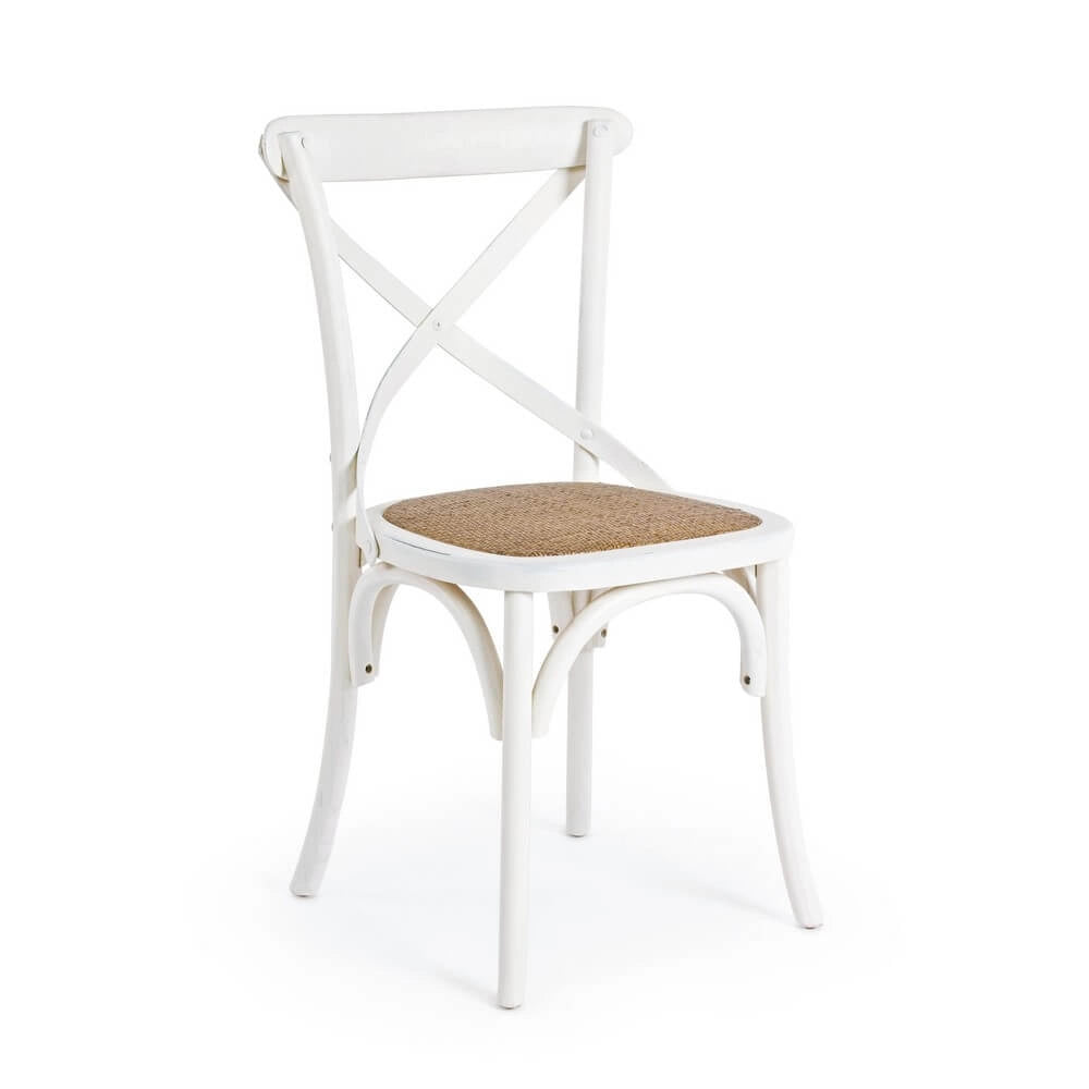 Sedia in Legno di Olmo con Seduta in Rattan Naturale - CROSS
