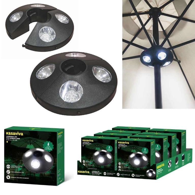 Lampada per Ombrellone da Giardino 4 Led a Batterie