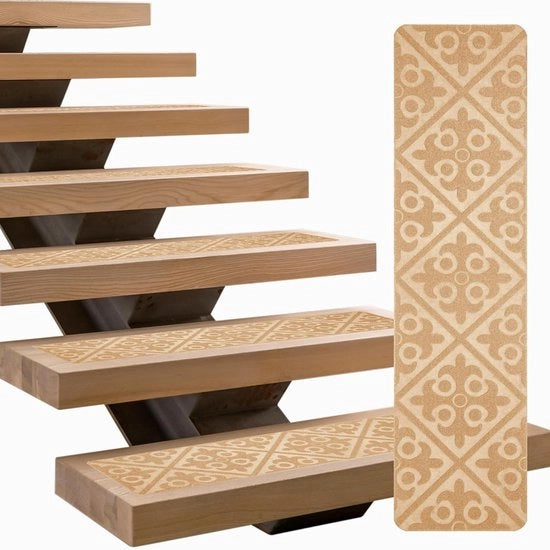 Materassini per scale in legno - 4 pacchi - tappeto antiscivolo per scale - adesivo auto - 20x76 cm riciclabile - tappeti antiscivolo per scale - tappeti con texture ruvida - tappeto di sicurezza - facile da installare - per scale in legno per interni