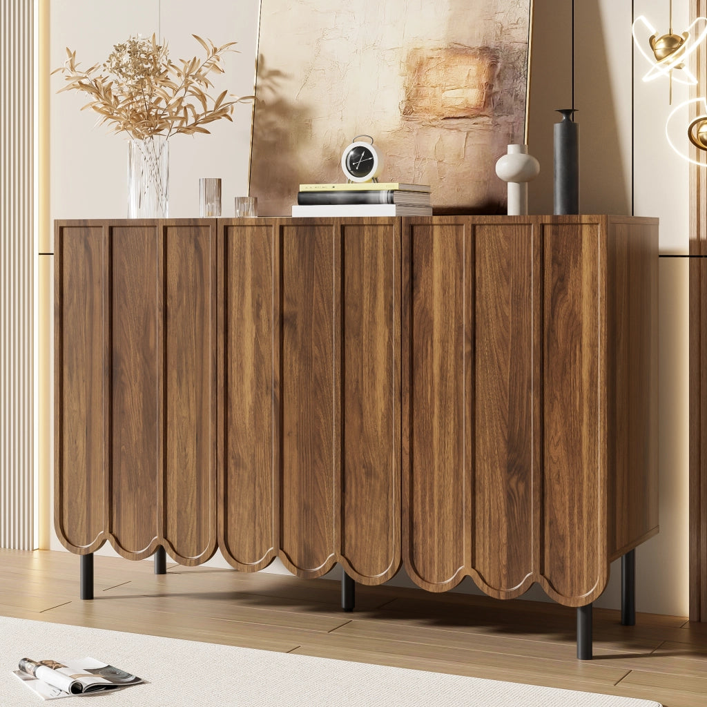 SIDEBOARD 120x35x80 cm MDF colore noce con ante ondulate