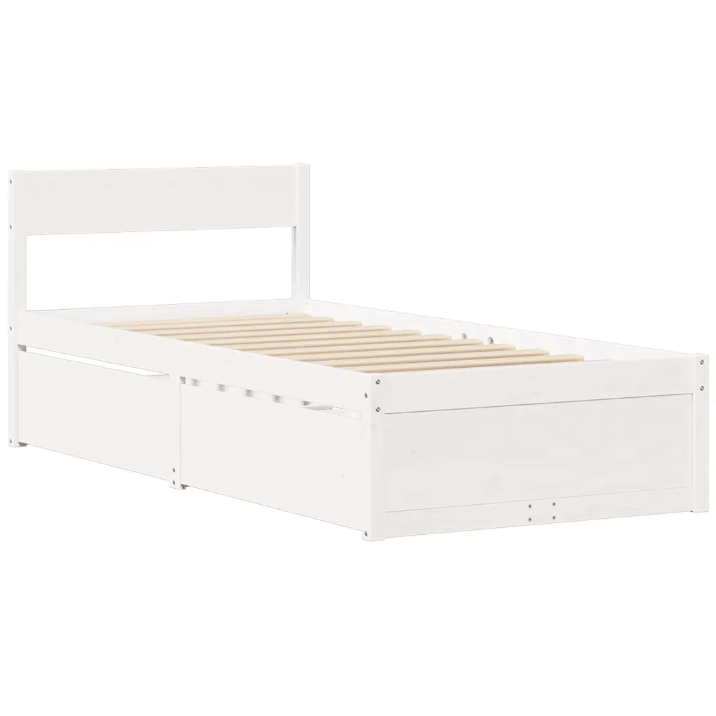 Letto senza Materasso-Struttura Letto Bianco 90x200 cm Legno Massello di Pino 801059