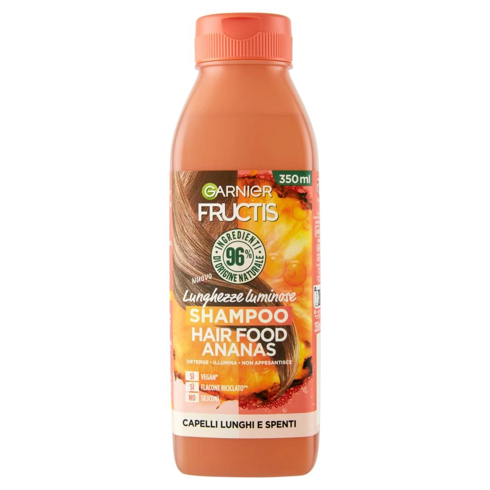 GARNIER FRUCTIS SET 3 SHAMPOO HAIR FOODS 350 ML L'UNO CAPELLI LUNGHI E SPENTI ALL'ANANAS