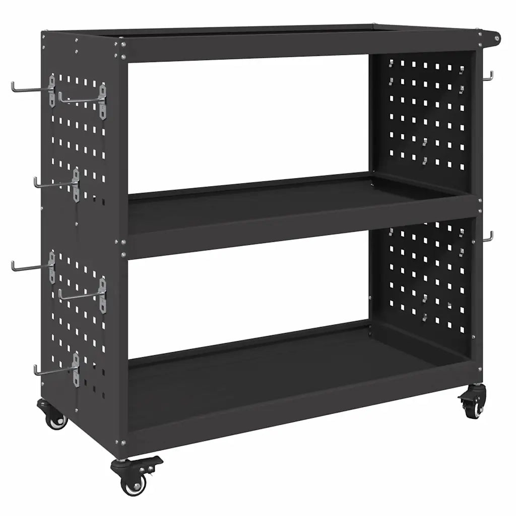 Carrello per Attrezzi con lo scaffale Nero 75 x 35 x 73 cm 874539