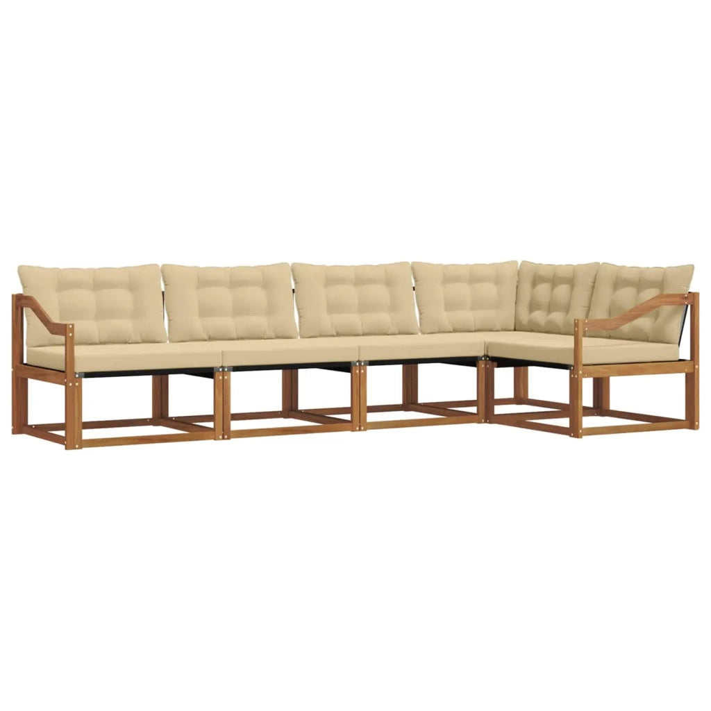 Set di divani da esterno con cuscino 5 pcs Naturale e Beige 3369468