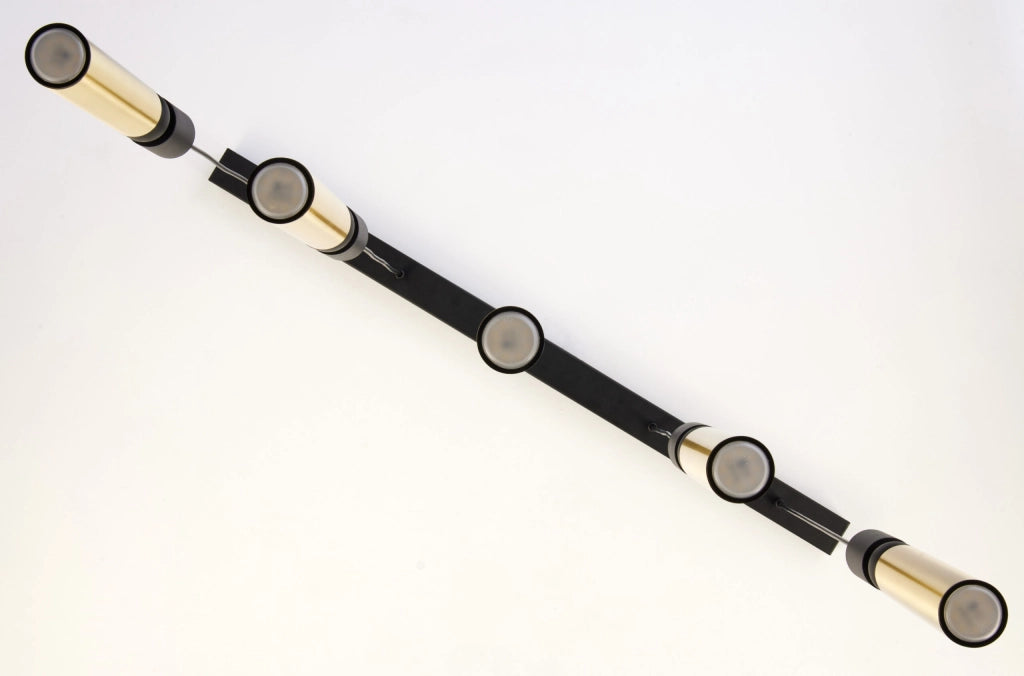Lampada sospesa barra ALAS 100cm nero oro 5xGU10 Jupiter
