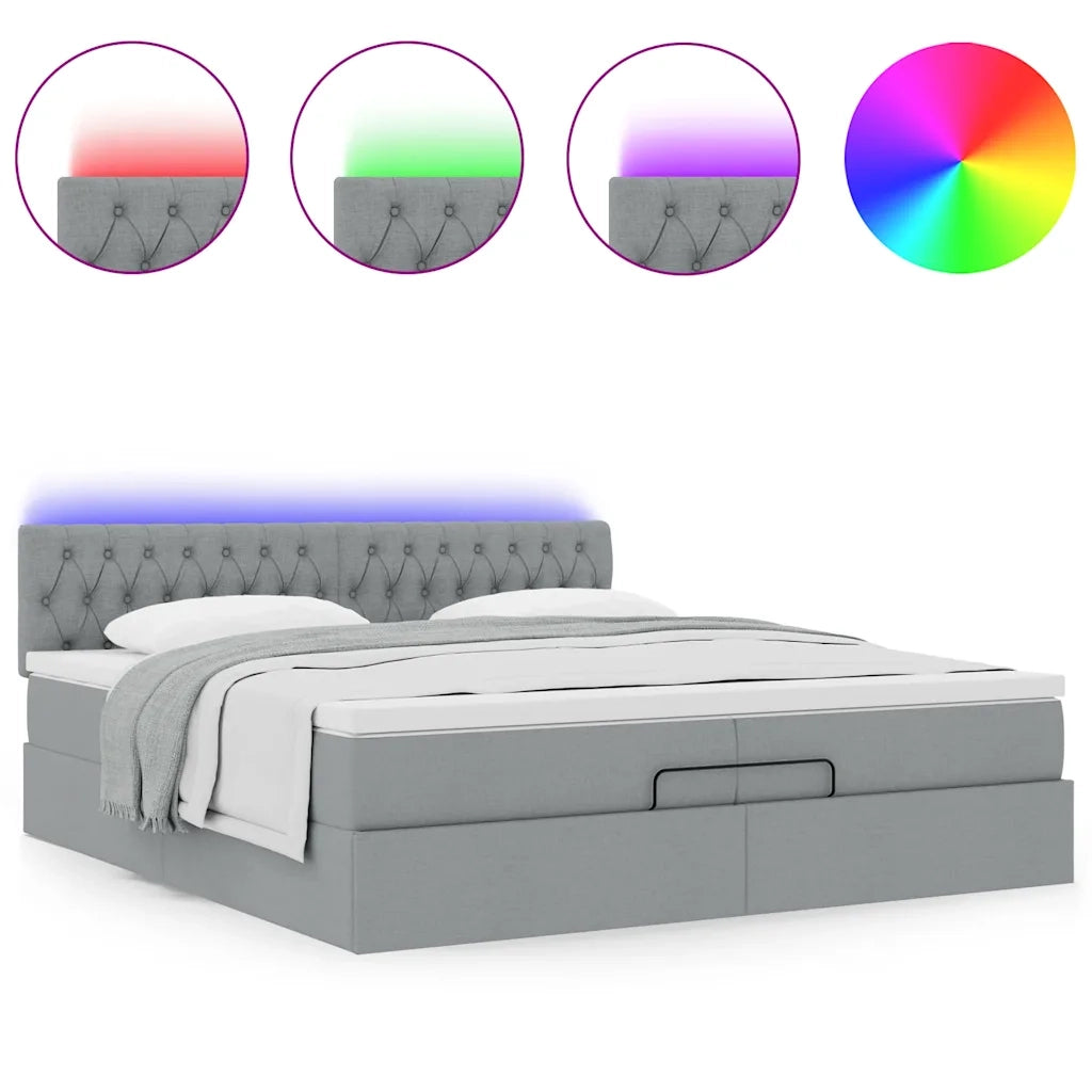 Struttura Letto Pouf con Materassi 200x200 cm in Tessuto 3312416