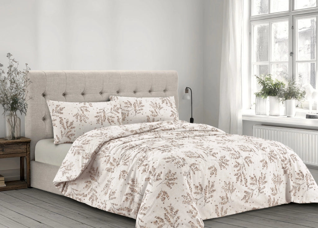 Copripiumino Sacco Piumone 100% Cotone Made In Italy Disegno Sambuco - Piazza E Mezza - Nocciola