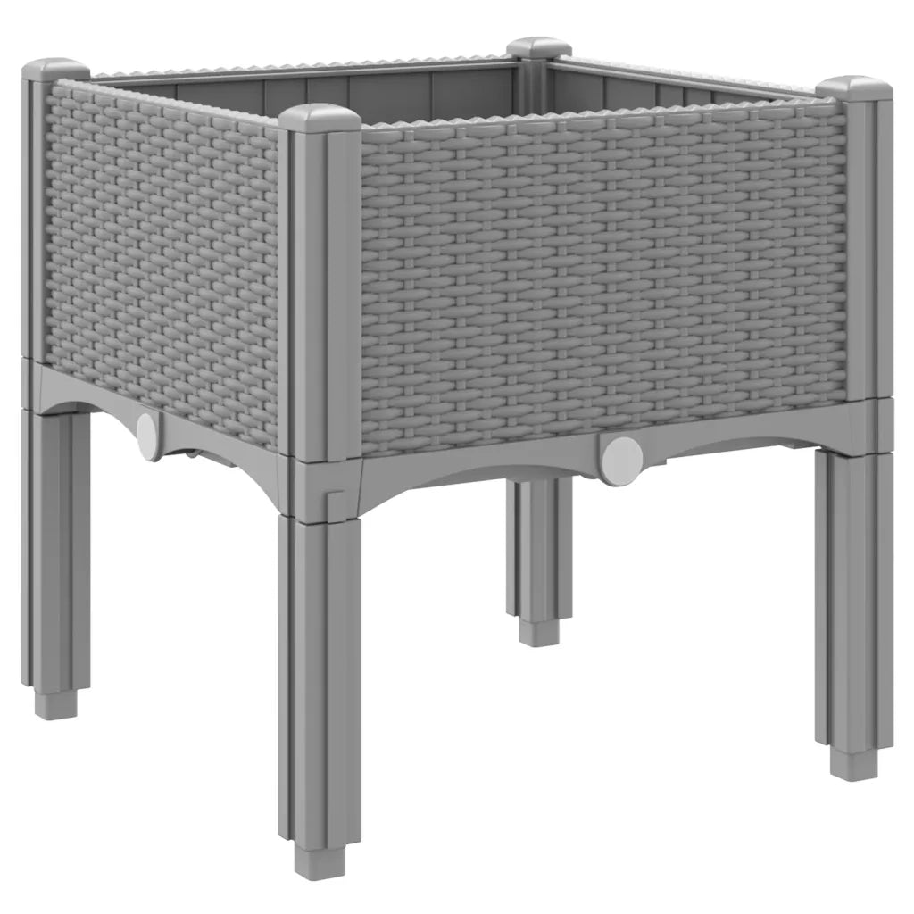 Fioriera | Cassetta per fiori | Vaso da Giardino con Gambe Grigio Chiaro 40x40x42 cm in PP