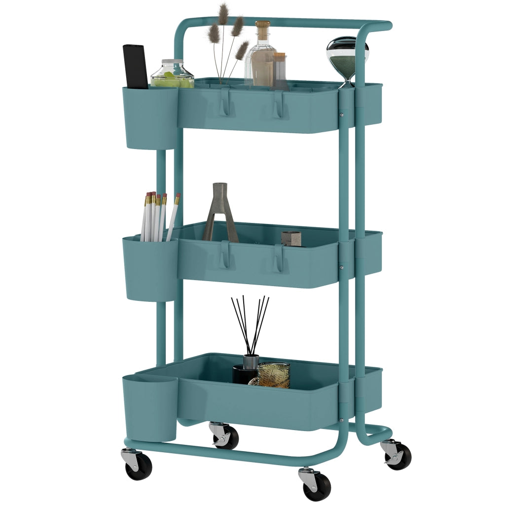 Carrello Portaoggetti Multifunzionale con Ruote e Ganci ¨C Zephmum ¨C Verde 42x38x86.5 cm