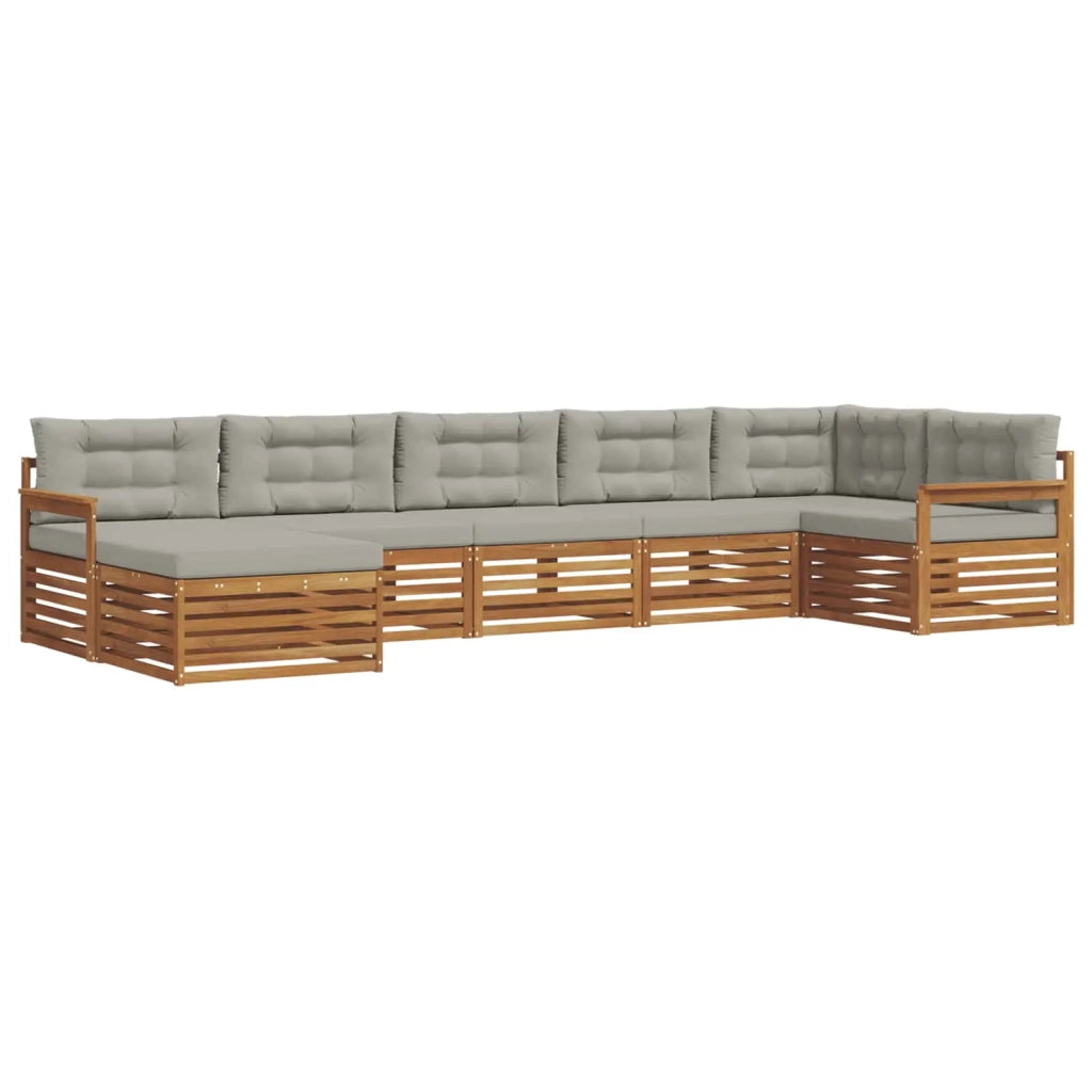 Set divani con cuscino 7 pcs Grigio Naturale e Chiaro 3373806