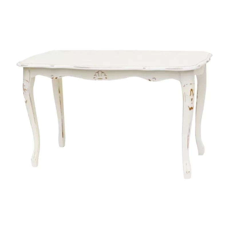Tavolino rettangolare shabby legno bianco consumato 77x38x46 - Mobili 2G