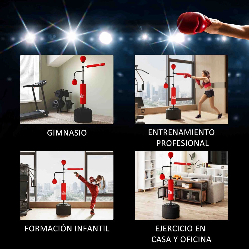 Sacco da boxe regolabile in altezza con base riempibile ¨C Minimal ¨C 88x50x160-230 cm rosso