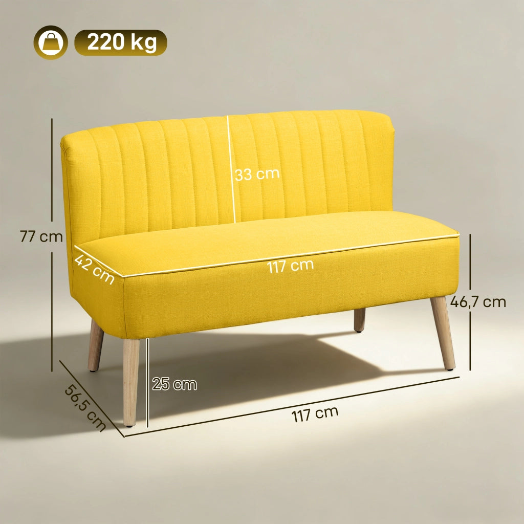 Divano 2 posti imbottito ¨C Minimal ¨C Tessuto antimacchia giallo 117x56.5x77