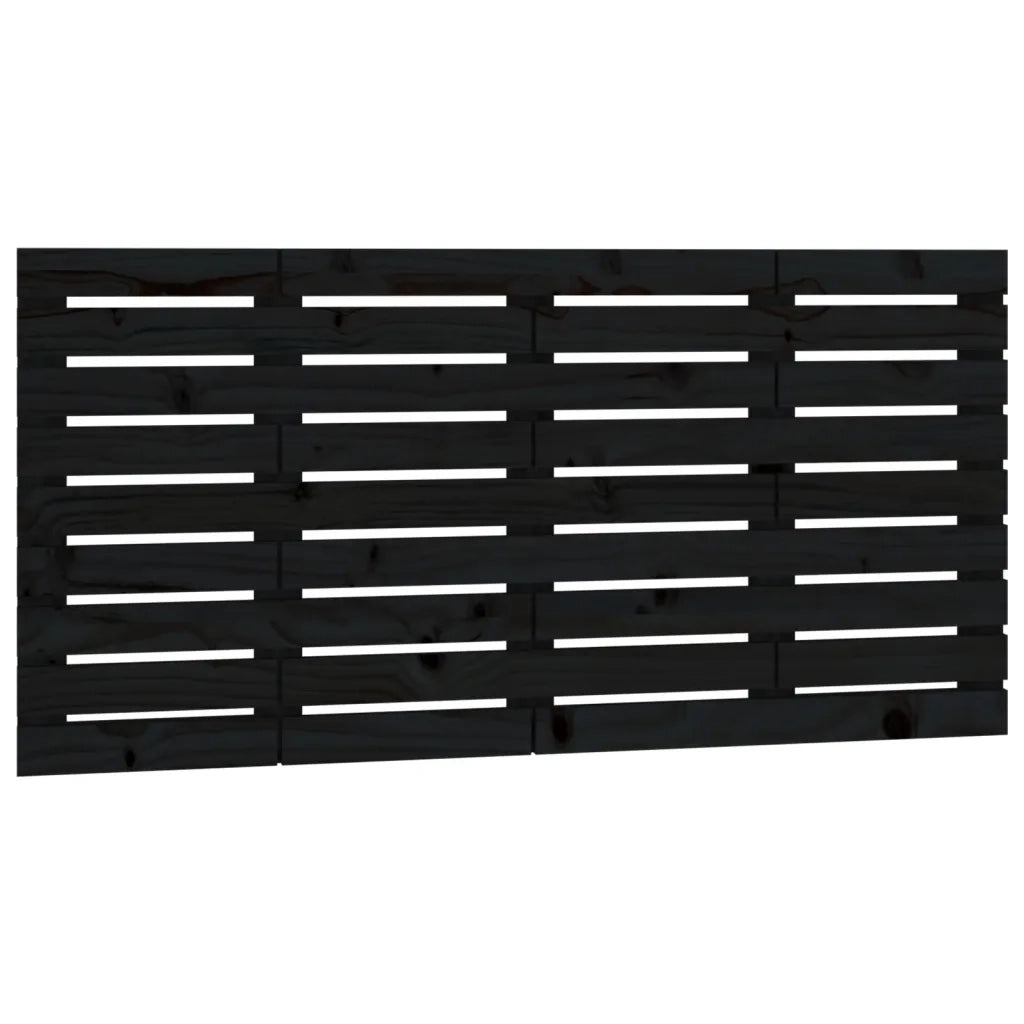 Testiera | Testata da Parete Nera 126x3x63 cm in Legno Massello di Pino