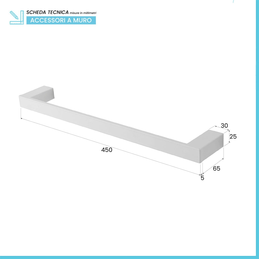 Set accessori bagno da muro 4 pezzi in alluminio bianco Sky