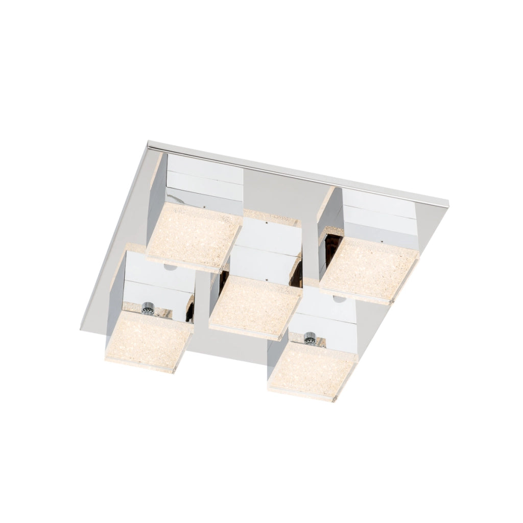 Plafoniera LED quadrata cromata cubi specchio 21W Seth