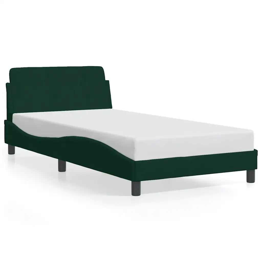 Letto singolo | Letto per adulti | Giroletto Dover Verde Scuro 100x200 cm in Velluto