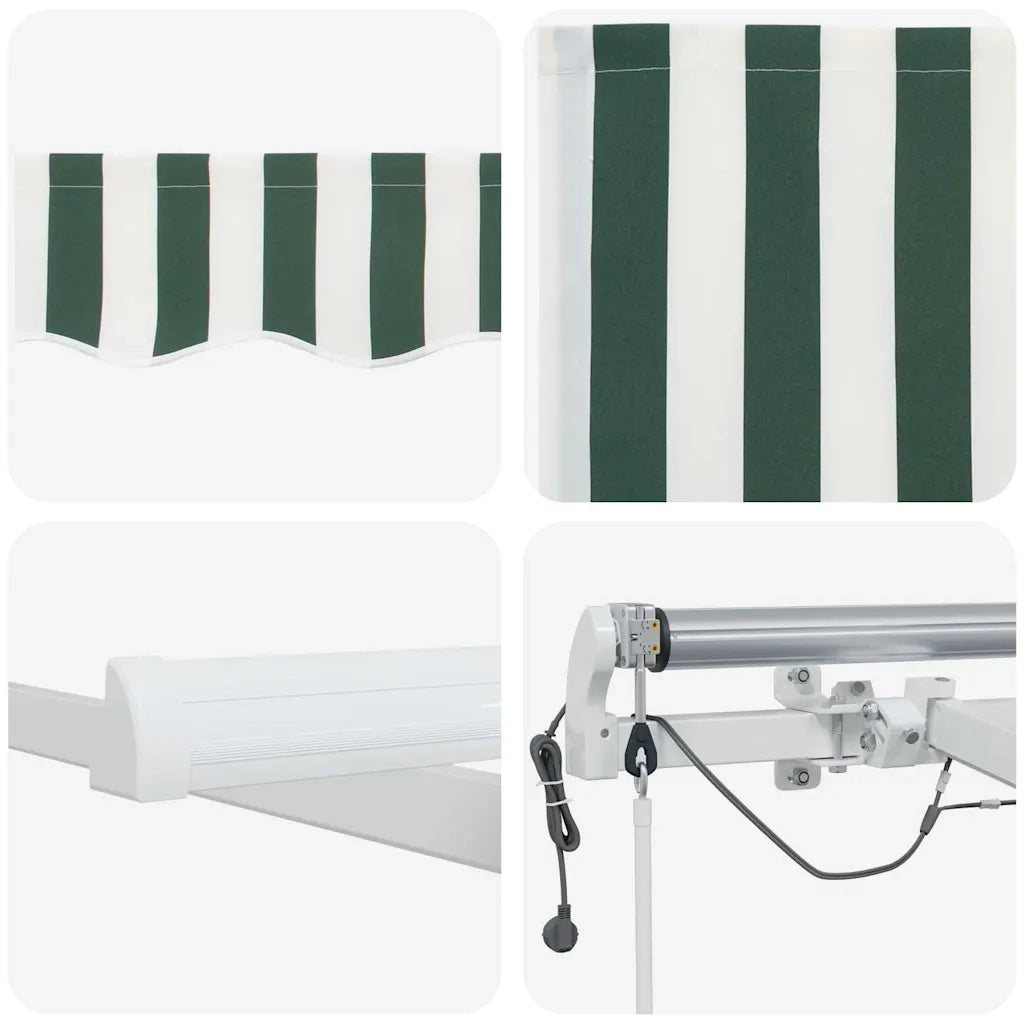 Tenda Retrattile Verde e Bianco 400 × 300 cm 3330722