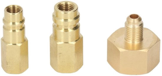Adattatore per Condizionatore d'aria - Set di 3 pezzi - Adattatore di Retrofit - Qualità Elevata - 1/4 pollice - Adatto per R134A