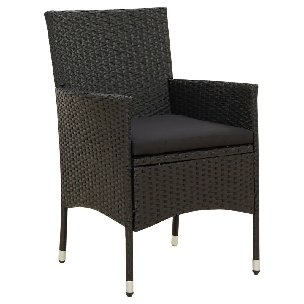 Set da Pranzo da Giardino 5 pz con Cuscini in Polyrattan Nero 3094867