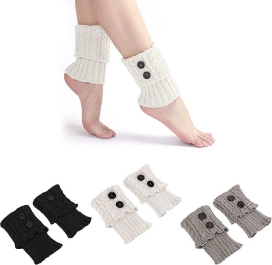 Set di 3 calze da sci in lana con chiusura con bottoni casual per attività all'aperto.