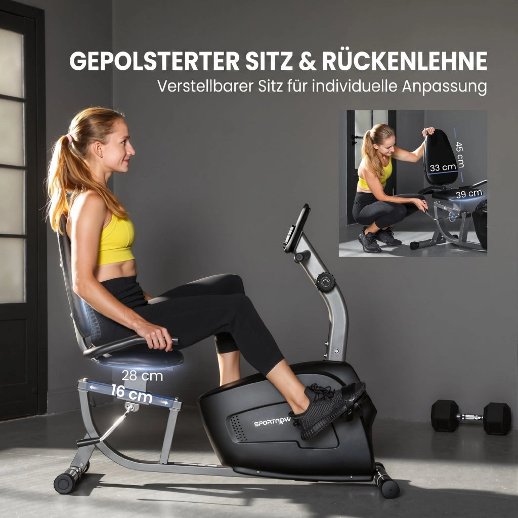 Cyclette Orizzontale Magnetica ¨C Xylo ¨C 8 Livelli Resistenza, Monitor LCD, Nero