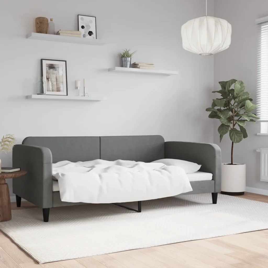 Letto da Giorno Grigio Scuro 100x190 cm in Tessuto 354049