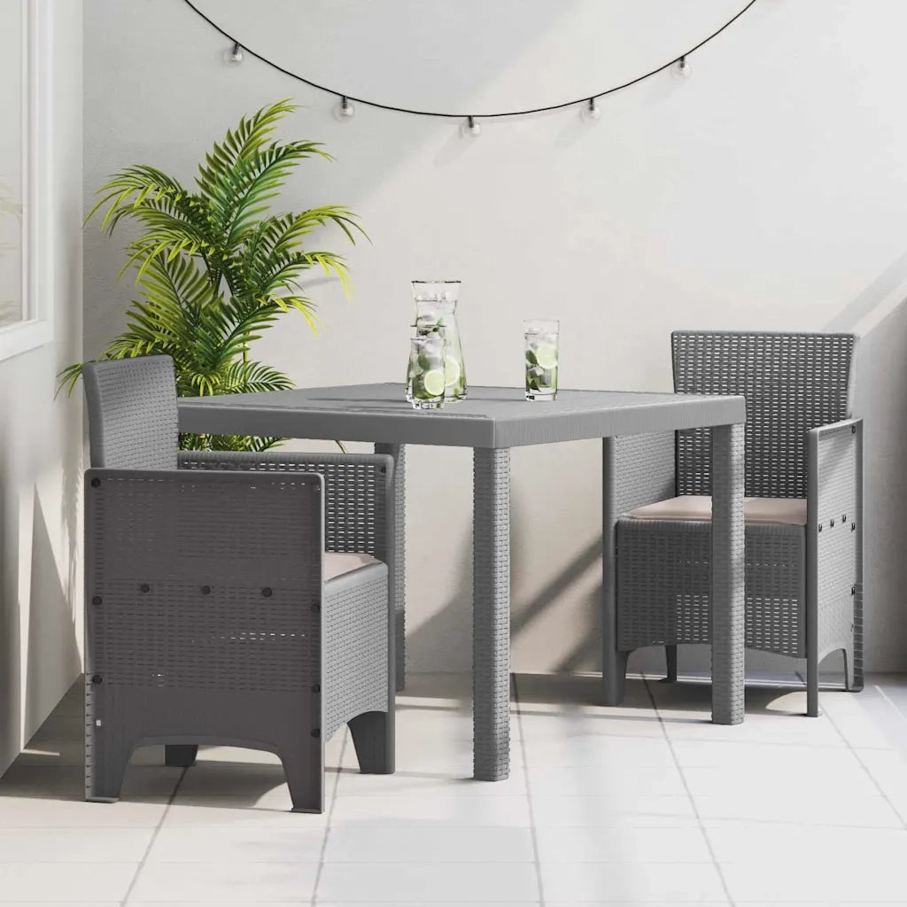 Set da Pranzo per Giardino 3 pcs Grigio chiaro Polipropilene 3378688
